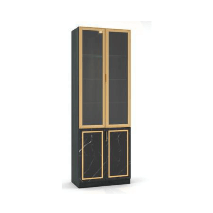 ตู้โชว์กระจก WISDOM DESIGN FURNITURE รุ่น GS-801 80 ซม. สีแอชเกรย์/ดาร์คมาร์เบิ้ล